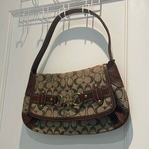 Brown and Tan Designer Shoulder Bag
